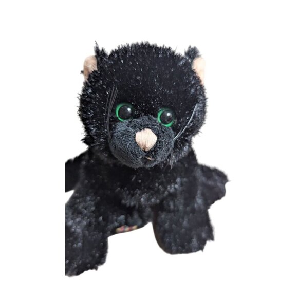Webkinz Ganz Black Cat Plush *No Code* green eyes  pink nose 7" - Picture 2 of 10